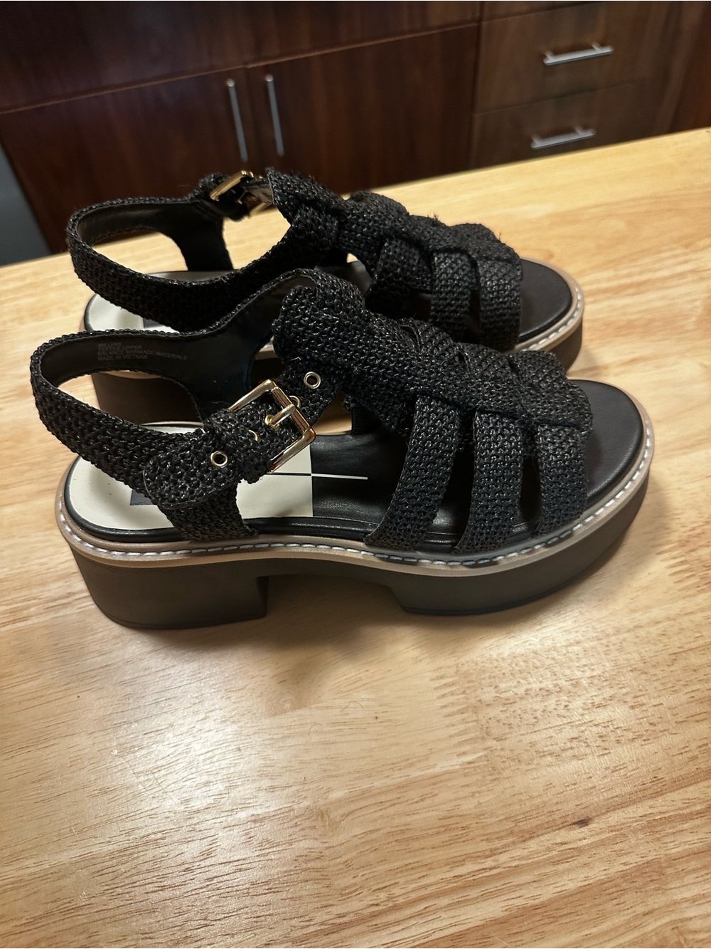 Dolce Vita Woven Platform Sandals - Black